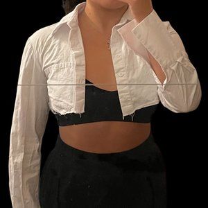 Cropped White Button Down
